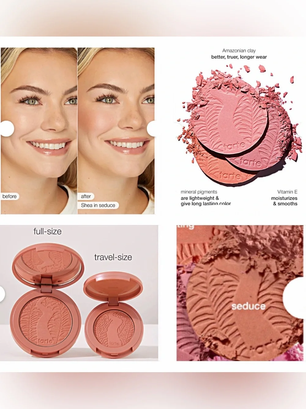 tarte Cosmetics AMAZONIAN CLAY 12 Hour Blush SEDUCE buff Full Size